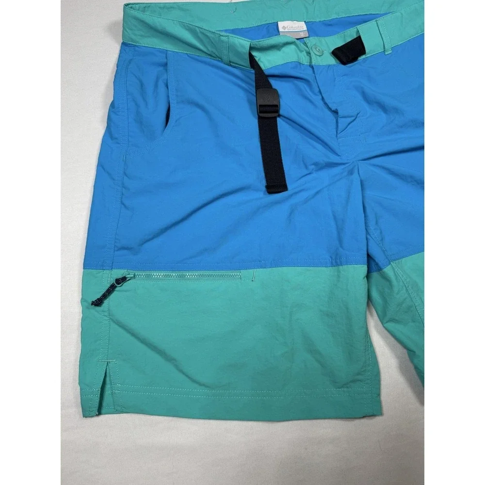 Columbia Shorts Mens 36 Blue Nylon Belted Zip Pocket Bermuda Outdoor Casual